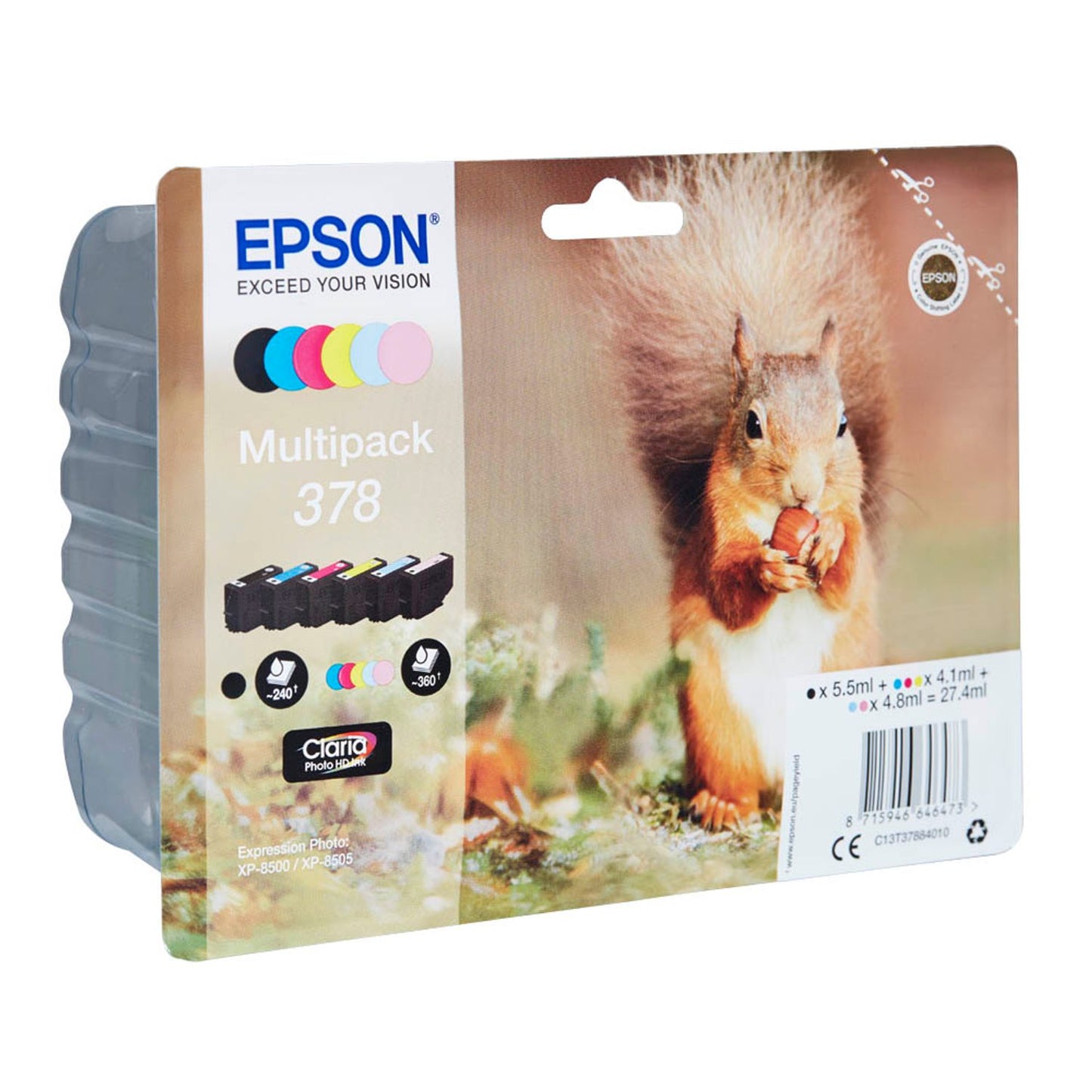 EPSON 378/T37884 schwarz, cyan, magenta, gelb, light cyan, light magenta Druckerpatronen, 6er-Set | C13T37884010 | 1 Pack = 6 St.