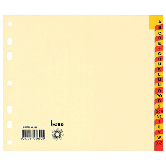 bene Ordnerregister Halbformat, Überbreite A-Z chamois 24-teilig, 1 Satz | 93403