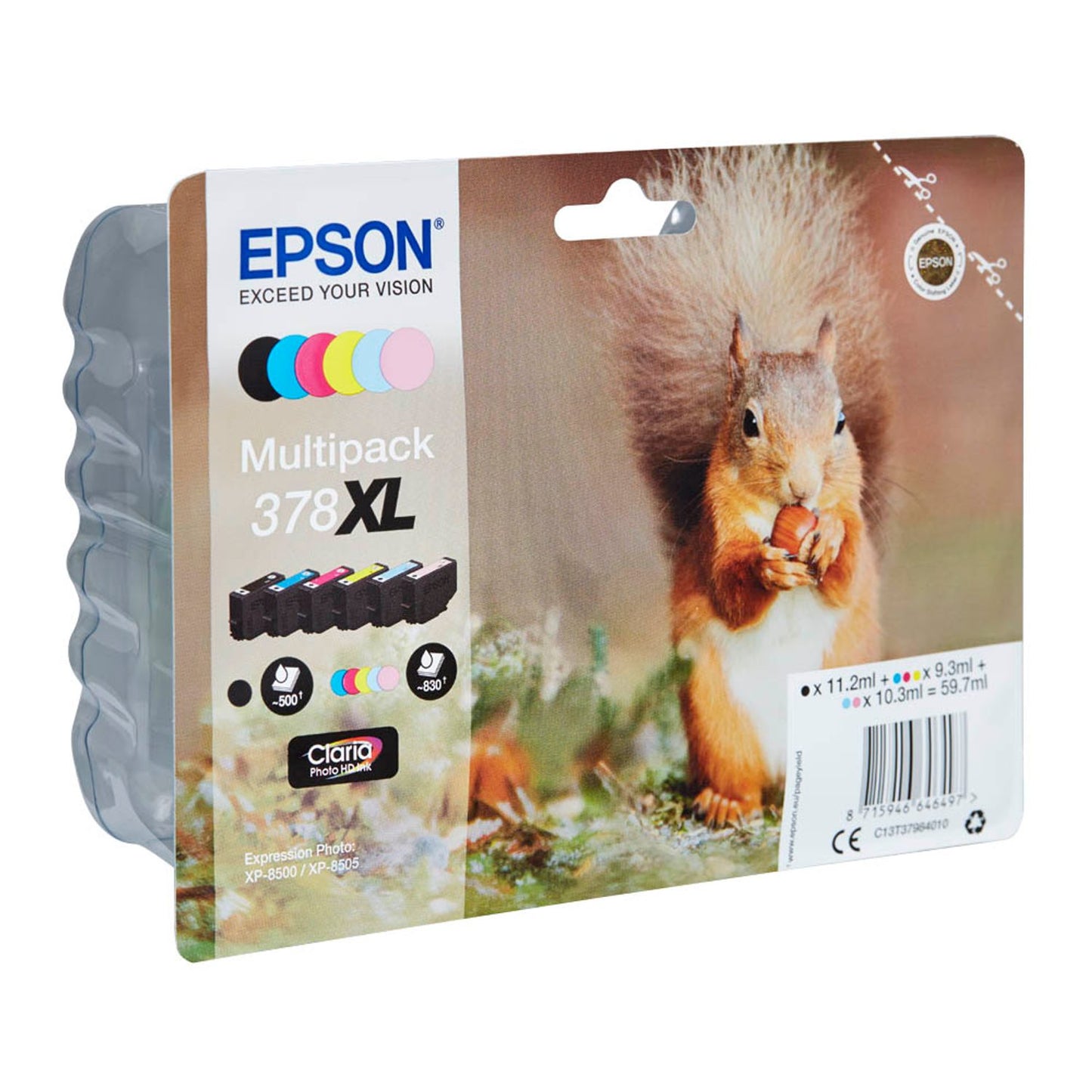 EPSON 378XL/T37984 schwarz, cyan, magenta, gelb, light cyan, light magenta Druckerpatronen, 6er-Set | C13T37984010 | 1 Pack = 6 St.