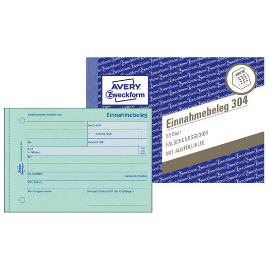 AVERY Zweckform Einnahmebeleg Formularbuch | 304