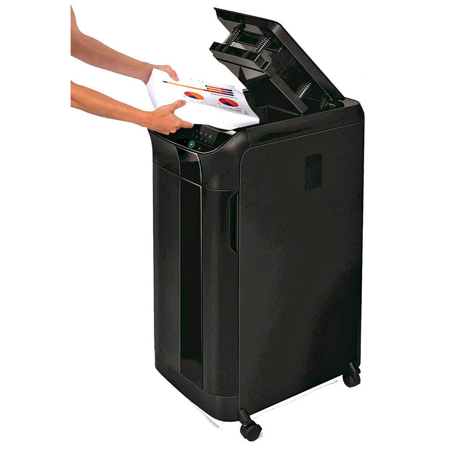 Fellowes AKTION: AutoMax 550C Aktenvernichter mit Partikelschnitt P-4, 4 x 38 mm, bis , schwarz mit CashBack | 4963101
