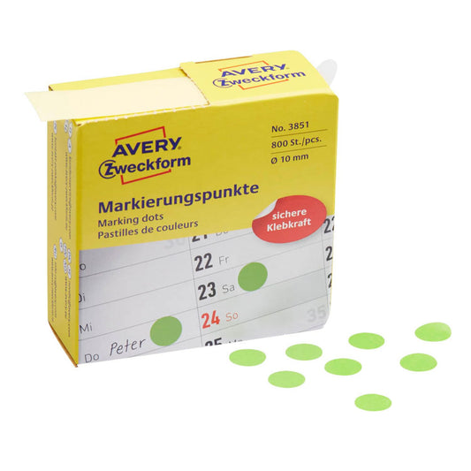 AVERY Zweckform Klebepunkte grün Ø 10,0 mm | 3851 | 1 Rolle = 800 St.