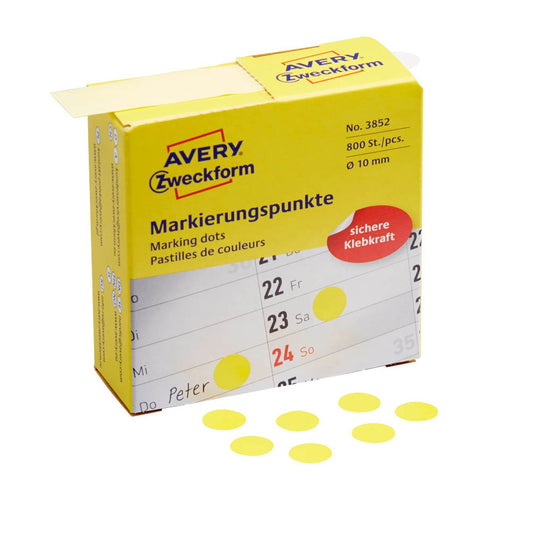 AVERY Zweckform Klebepunkte gelb Ø 10,0 mm | 3852 | 1 Rolle = 800 St.
