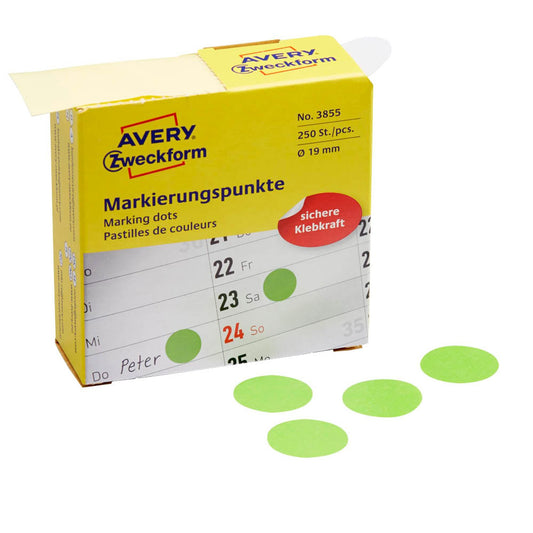 AVERY Zweckform Klebepunkte grün Ø 19,0 mm | 3855 | 1 Rolle = 250 St.