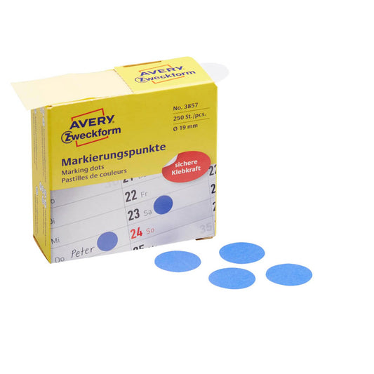 AVERY Zweckform Klebepunkte blau Ø 19,0 mm | 3857 | 1 Rolle = 250 St.