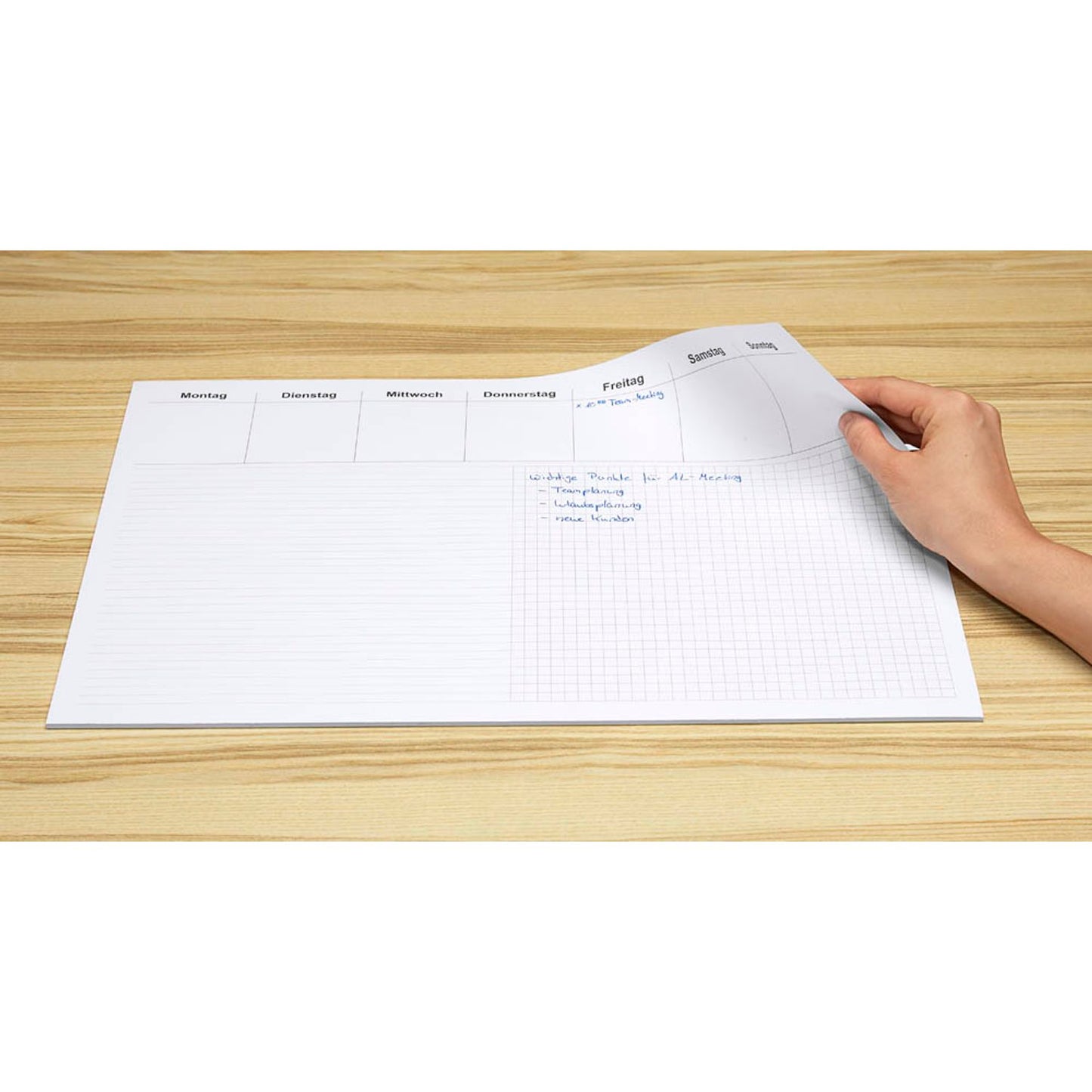 RNK-Verlag Schreibtischunterlage Office - liniert & kariert weiß | 46632