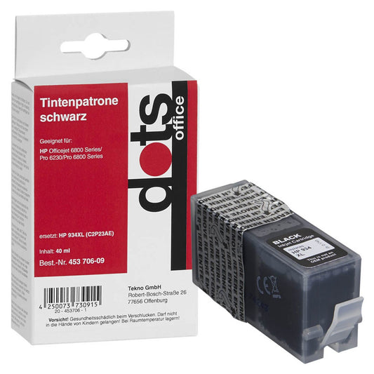 dots schwarz Druckerpatrone kompatibel zu HP 934XL (C2P23AE) | 1743,0001-DOTS