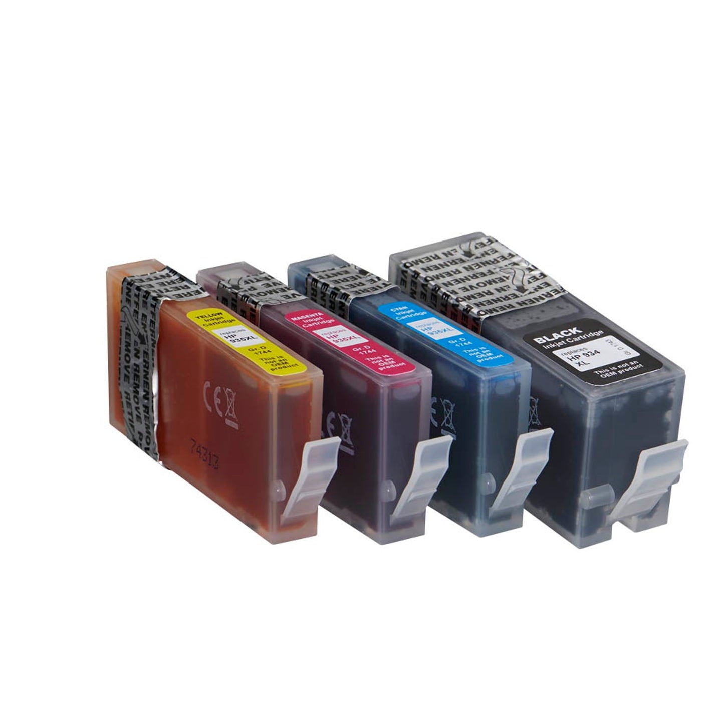 dots schwarz, cyan, magenta, gelb Druckerpatronen kompatibel zu HP 934XL/935XL (X4E14AE), 4er-Set | 1743,0050-DOTS | 1 Pack = 4 St.