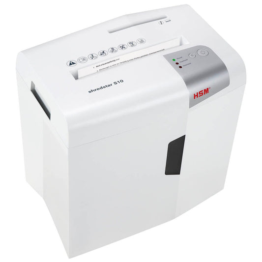 HSM shredstar S10 Aktenvernichter mit Streifenschnitt P-2, 6 mm, bis , weiß | 1042121