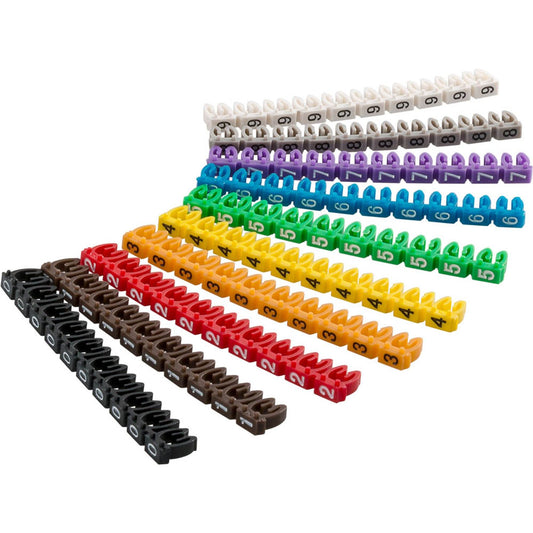 goobay Kabelclips Ziffern 0-9 farbsortiert | 72513 | 1 Pack = 100 St.