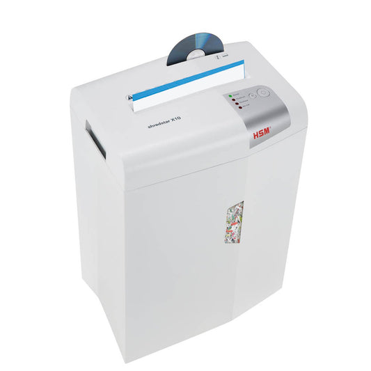 HSM shredstar X10 Aktenvernichter mit Partikelschnitt P-4, 4,5 x 30 mm, bis , weiß | 1045111