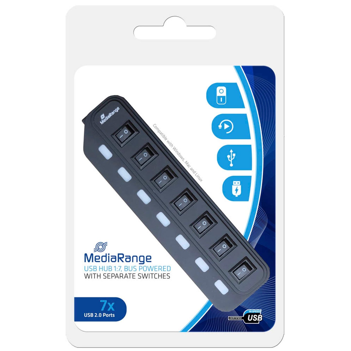 MediaRange USB-Hub 7-fach schwarz | MRCS504
