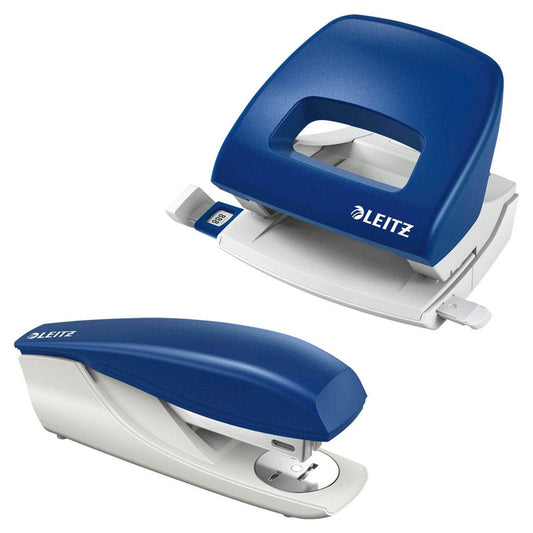 LEITZ Locher und Heftgeräte Set NeXXt 5038 und 5500 blau/grau | 5038-00-35