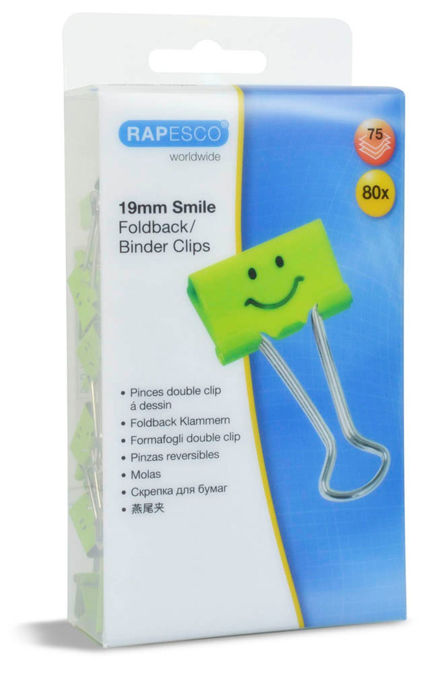80 RAPESCO® Foldbackklammern Smiles 1,9 cm