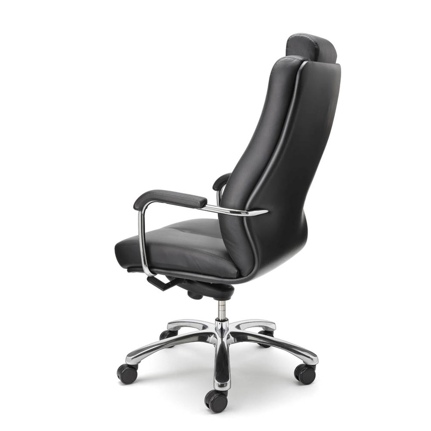 Nowy Styl XXL Chefsessel Sonata Leder schwarz, Gestell chrom | WAS24-D88B-CBAB01-000300N