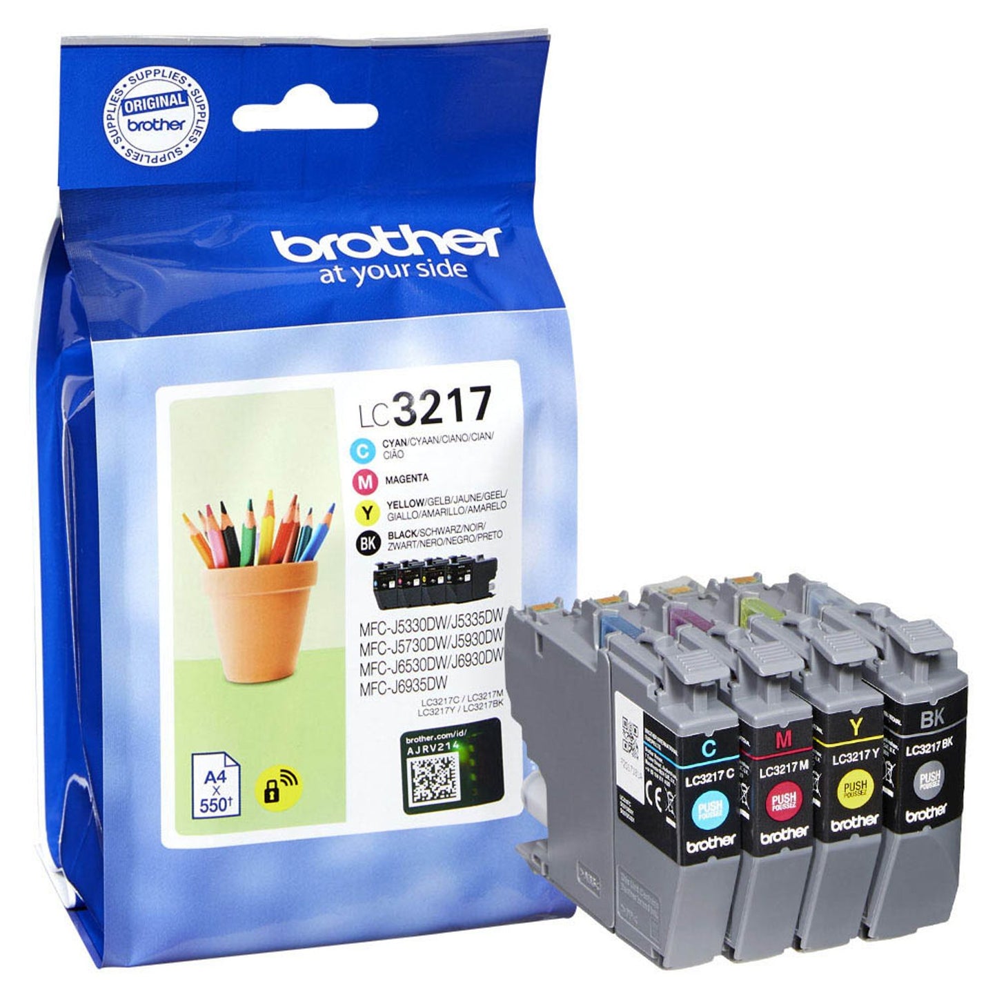 brother LC-3217VALDR schwarz, cyan, magenta, gelb Druckerpatronen, 4er-Set | LC3217VALDR | 1 Pack = 4 St.