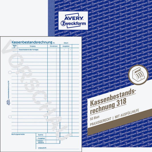 AVERY Zweckform Kassenbericht/Bestandsrechnung Formularbuch | 318
