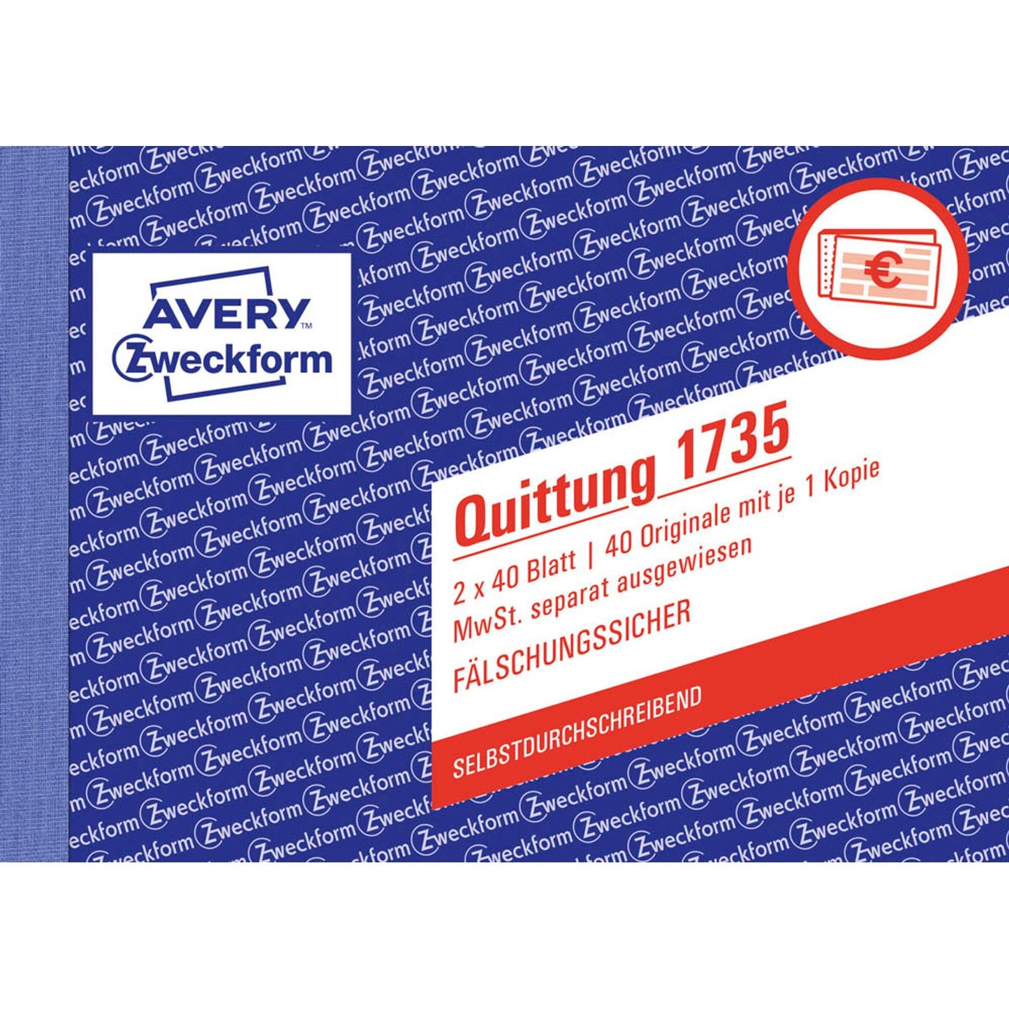 AVERY Zweckform Quittung, MwSt. separat ausgewiesen Formularbuch | 1735