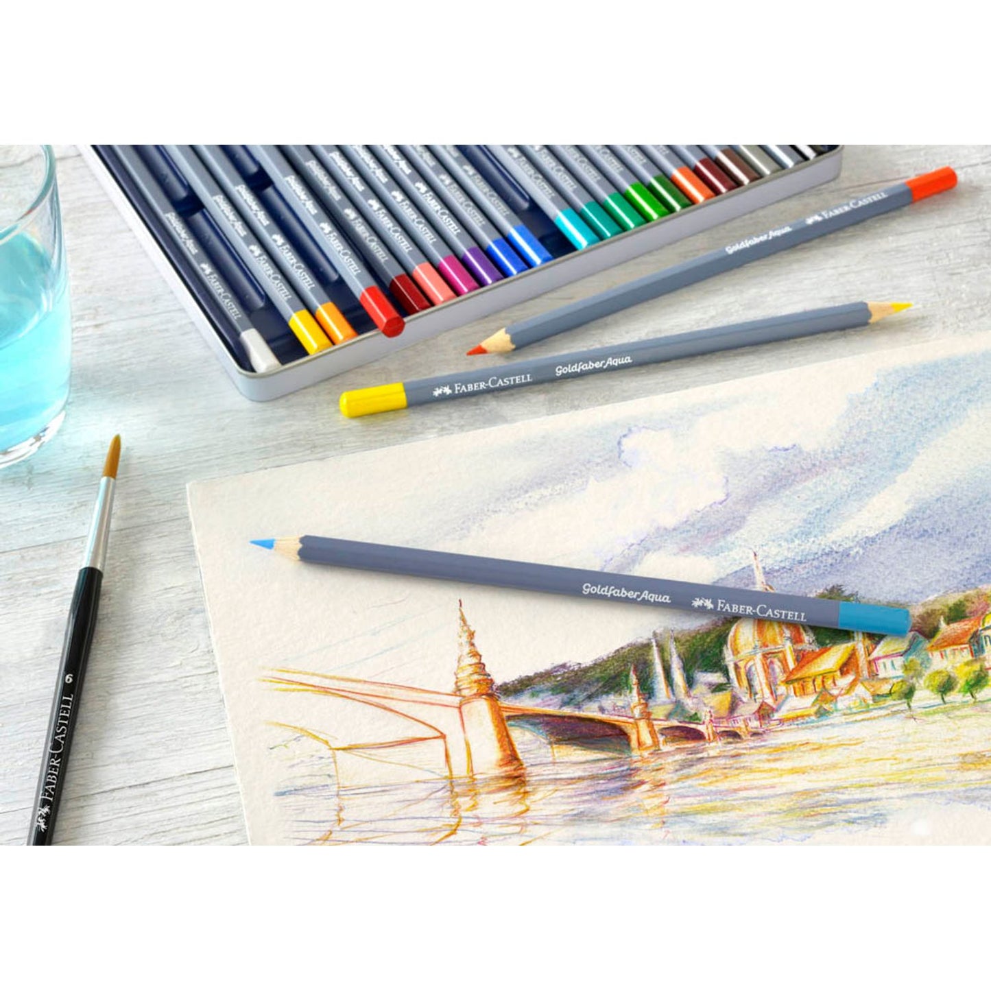 FABER-CASTELL Goldfaber Aqua Aquarellstifte farbsortiert | 114639 | 1 Pack = 36 St.