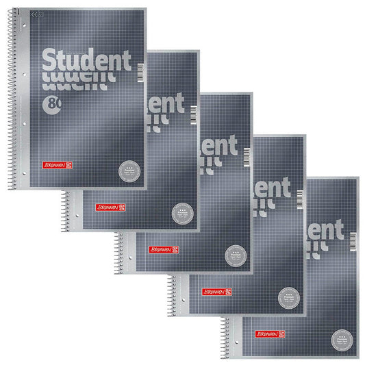 BRUNNEN Collegeblöcke Student Premium kariert DIN A4 Innenrand | 1067142 | 1 Pack = 5 Blöcke