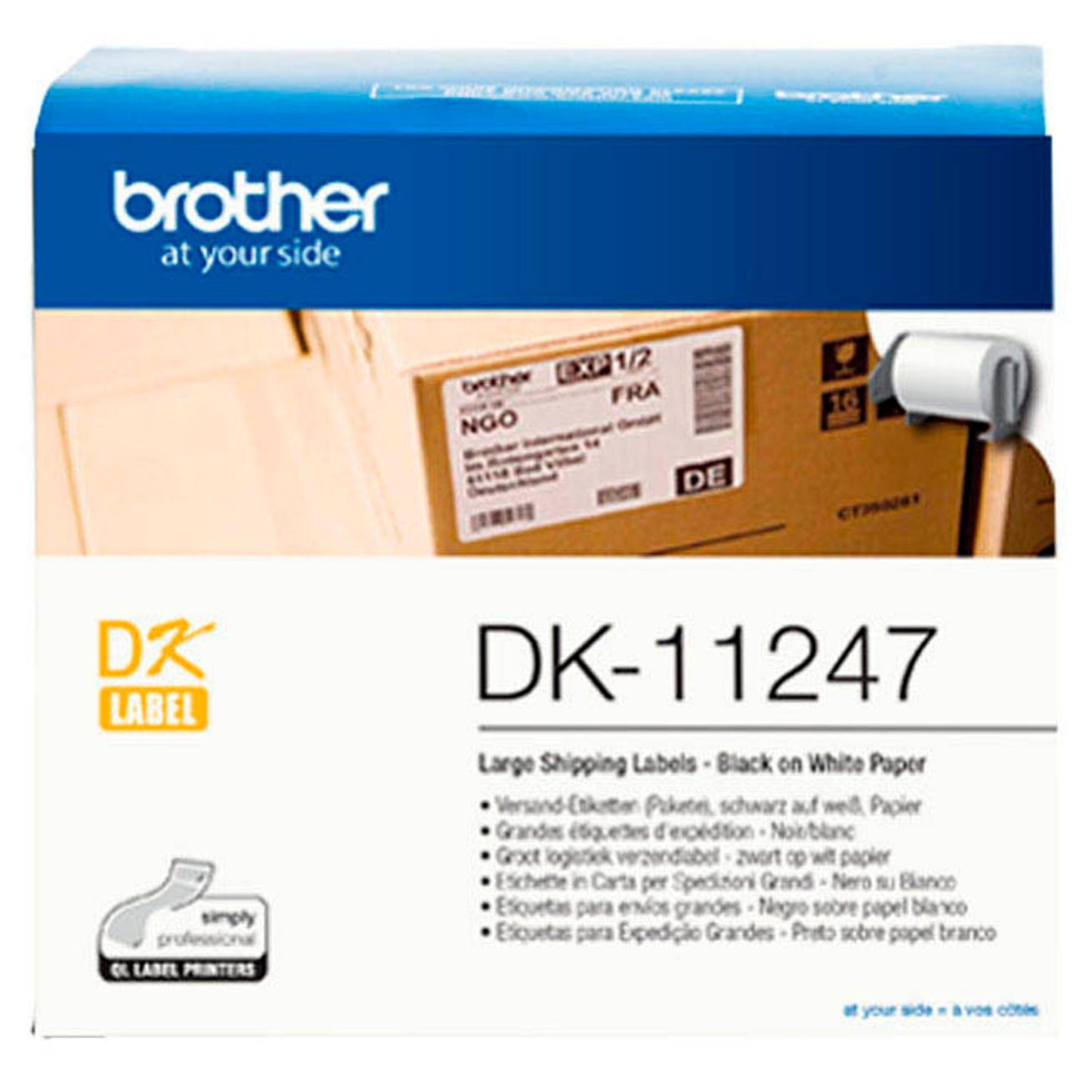 brother Etikettenrolle für Etikettendrucker weiß, 103,0 x 164,0 mm, 1 x 180 Etiketten | DK11247