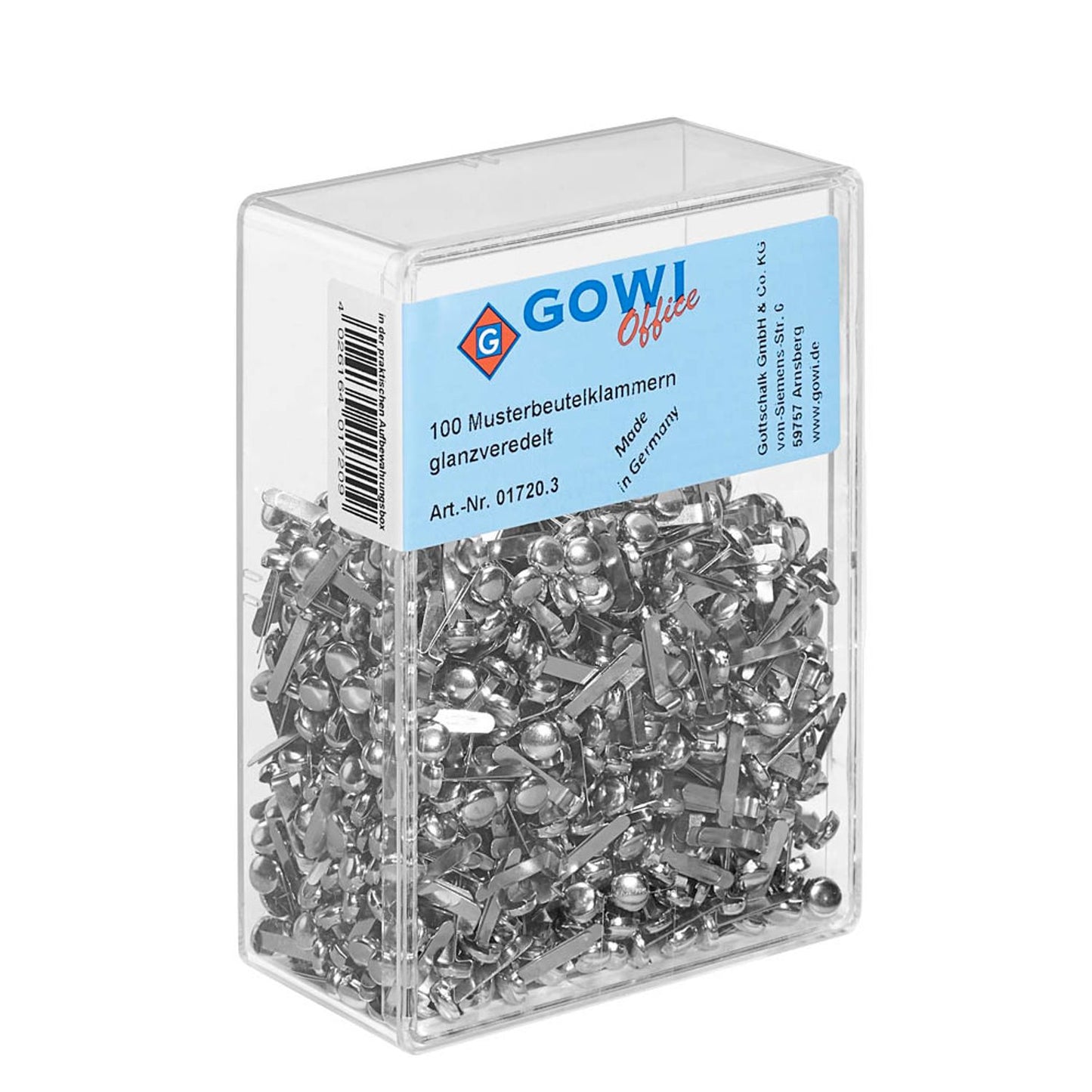Gowi Musterbeutelklammern Rundkopf | 01720.3 | 1 Pack = 1.000 St.