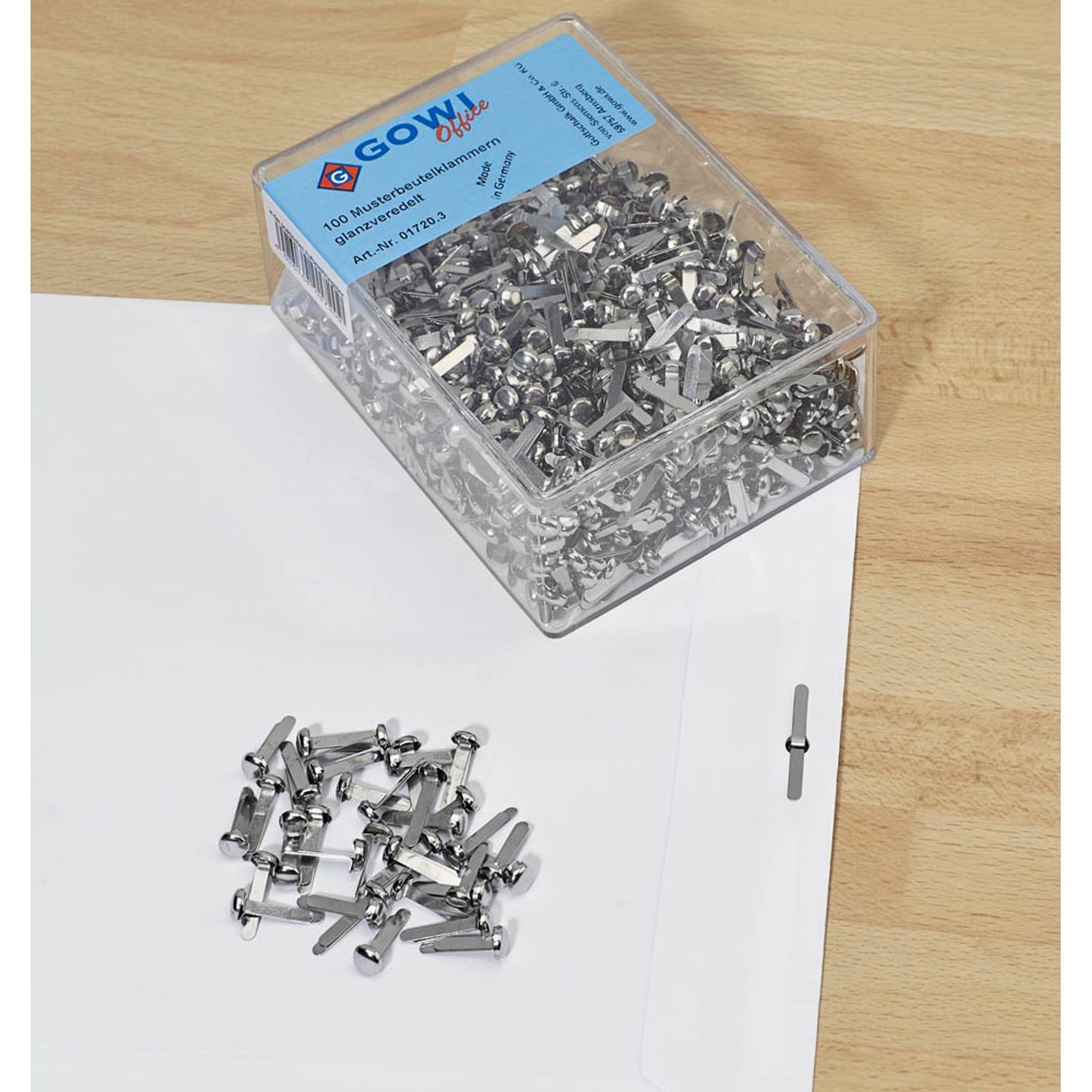 Gowi Musterbeutelklammern Rundkopf | 01720.3 | 1 Pack = 1.000 St.