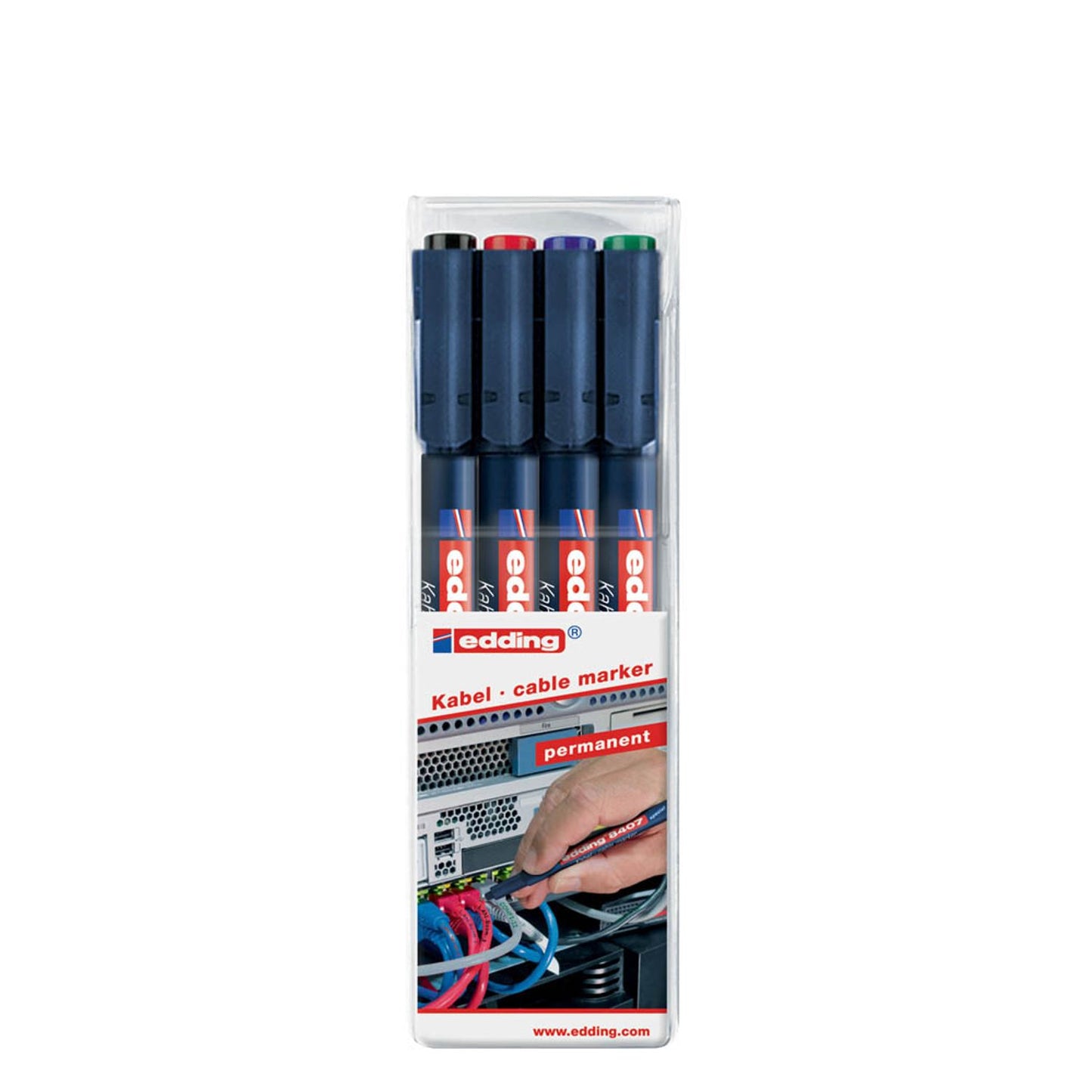 edding 8407 Kabelmarker farbsortiert 0,3 mm | 4-8407-4 | 1 Pack = 4 St.