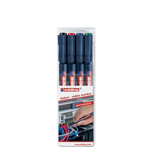 edding 8407 Kabelmarker farbsortiert 0,3 mm | 4-8407-4 | 1 Pack = 4 St.
