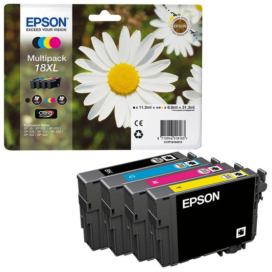 EPSON 18XL / T1816XL schwarz, cyan, magenta, gelb Druckerpatronen, 4er-Set | C13T18164012 | 1 Pack = 4 St.