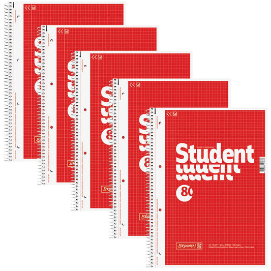 BRUNNEN Collegeblöcke Student kariert DIN A4 Innenrand | 1067942 | 1 Pack = 5 Blöcke