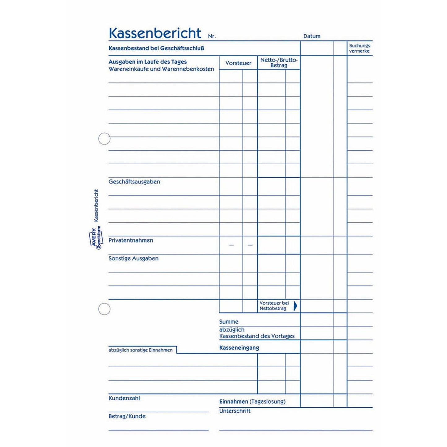 AVERY Zweckform Kassenbericht Formularbuch | 305