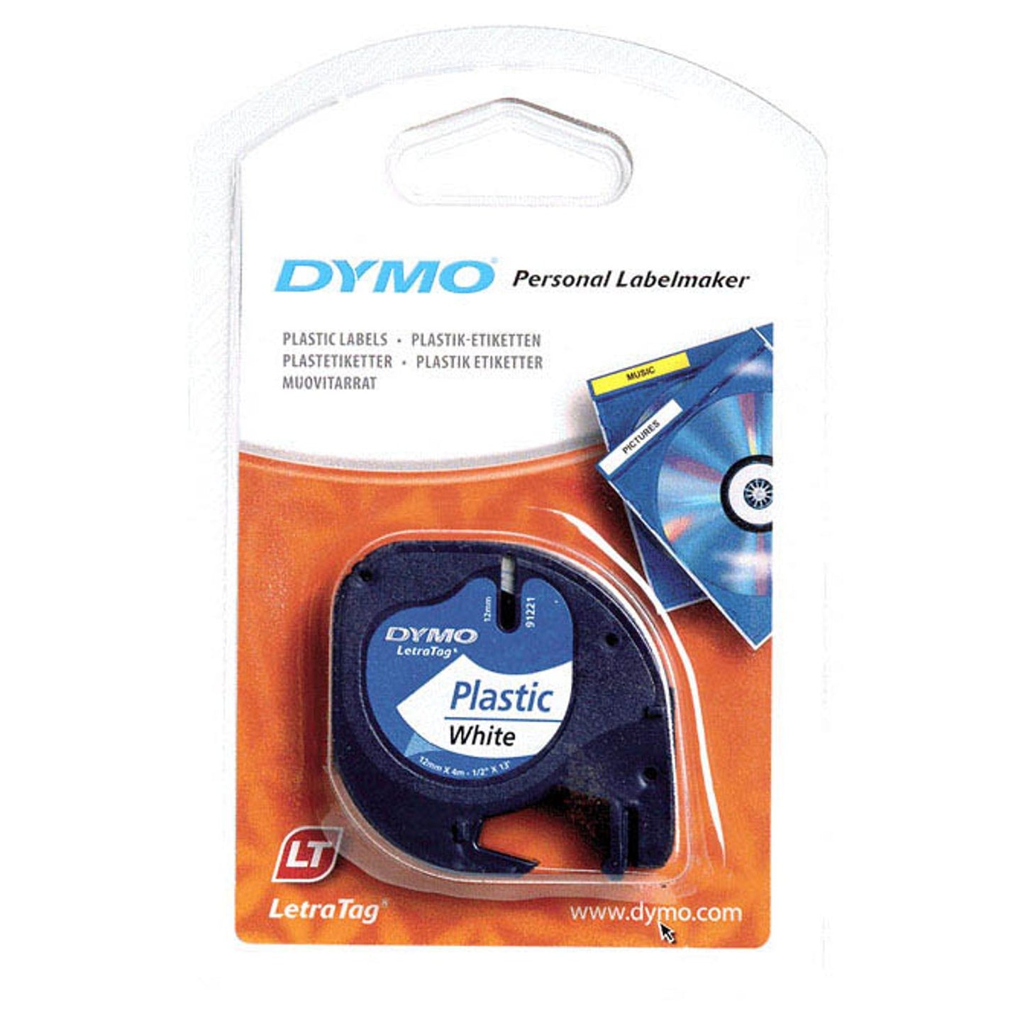 DYMO Schriftband LetraTag 91221 , 12 mm schwarz auf weiß | S0721660