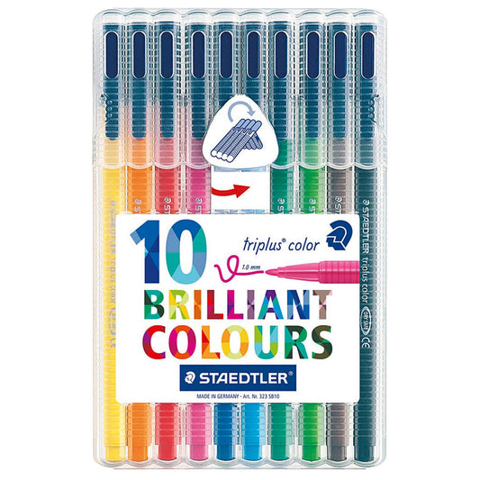 STAEDTLER triplus color Filzstifte farbsortiert | 323 SB10 | 1 Pack = 10 St.