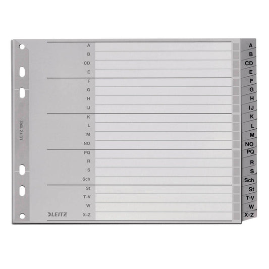 LEITZ Ordnerregister 1262 Halbformat, Überbreite A-Z grau 20-teilig, 1 Satz | 12620000