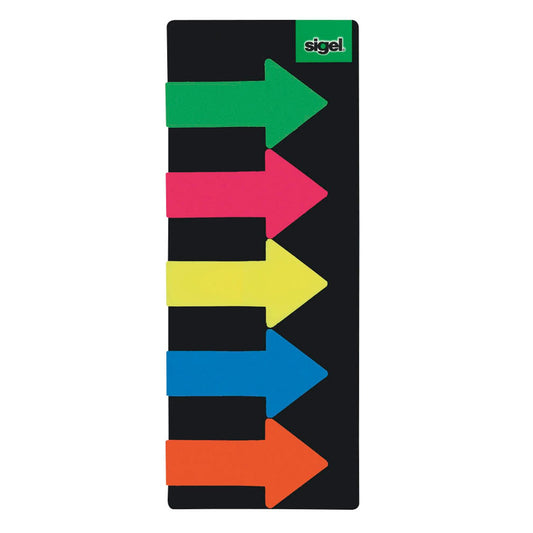 SIGEL TRANSPARENT Haftmarker farbsortiert 5x 25 Streifen | HN600 | 1 Pack = 5x 25 Streifen