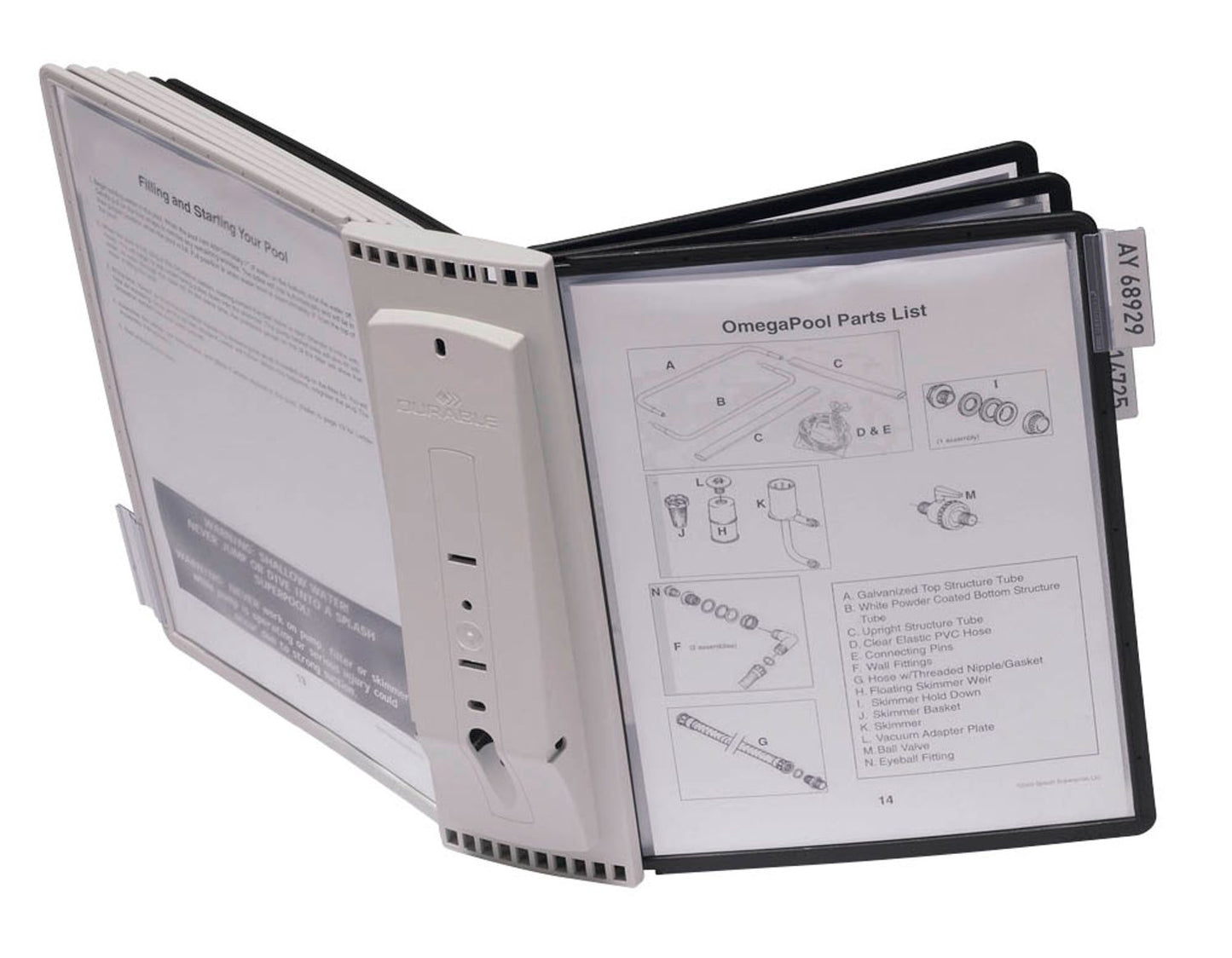 DURABLE Sichttafelsystem SHERPA Display System Wall 10 DIN A4 farbsortiert mit 10 St. Sichttafeln