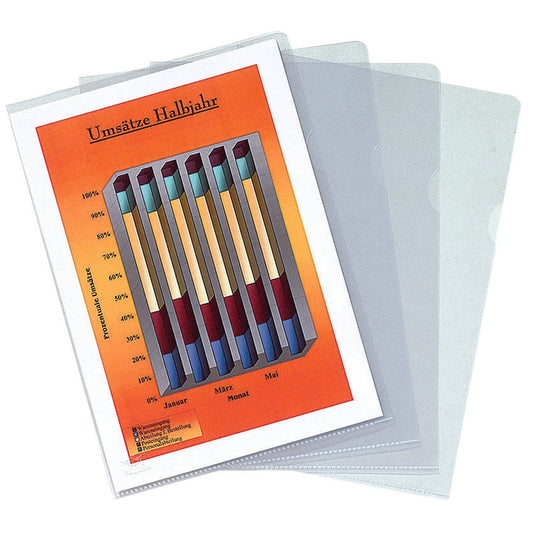 FALKEN Sichthüllen DIN A4 transparent genarbt 0,12 mm | 11297371 | 1 Pack = 100 St.