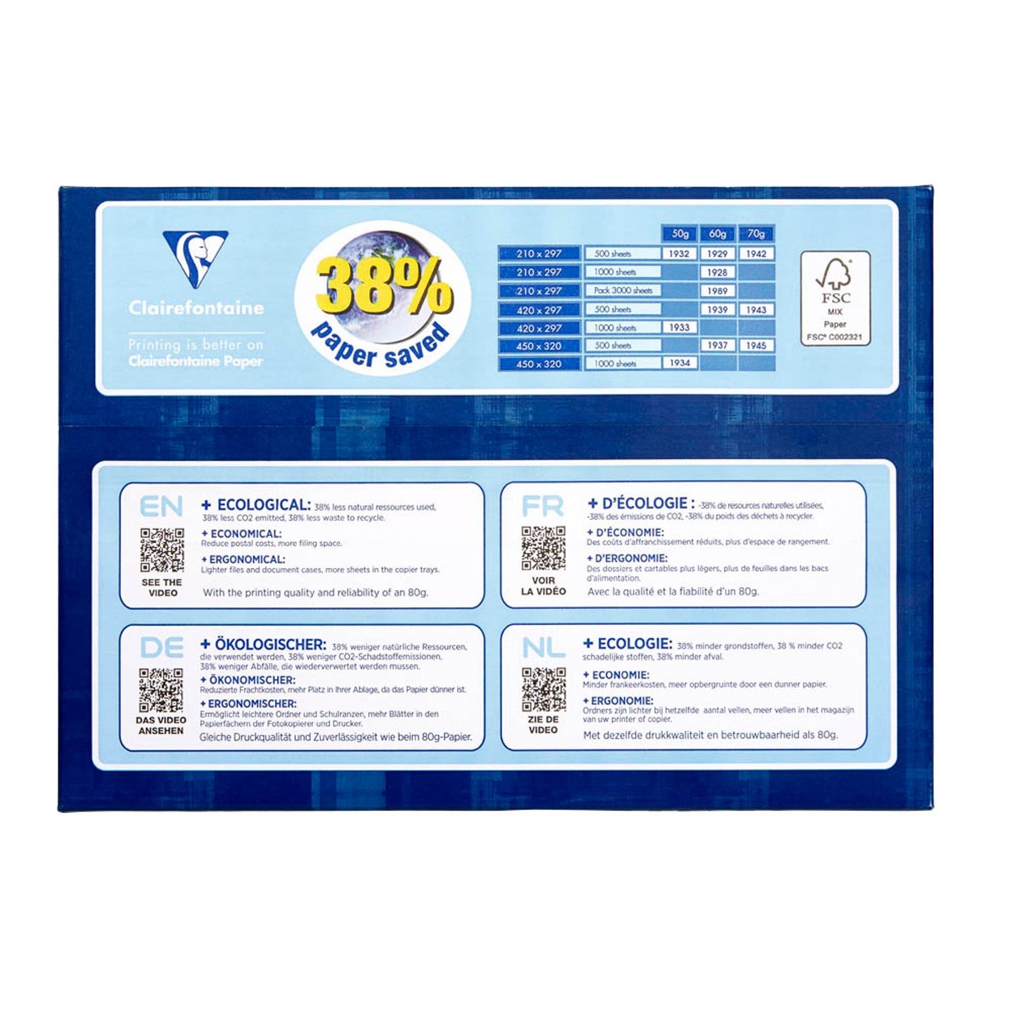 Clairefontaine Kopierpapier Smart Print DIN A4 50 g/qm | 1932C | 1 Pack = 500 Blatt