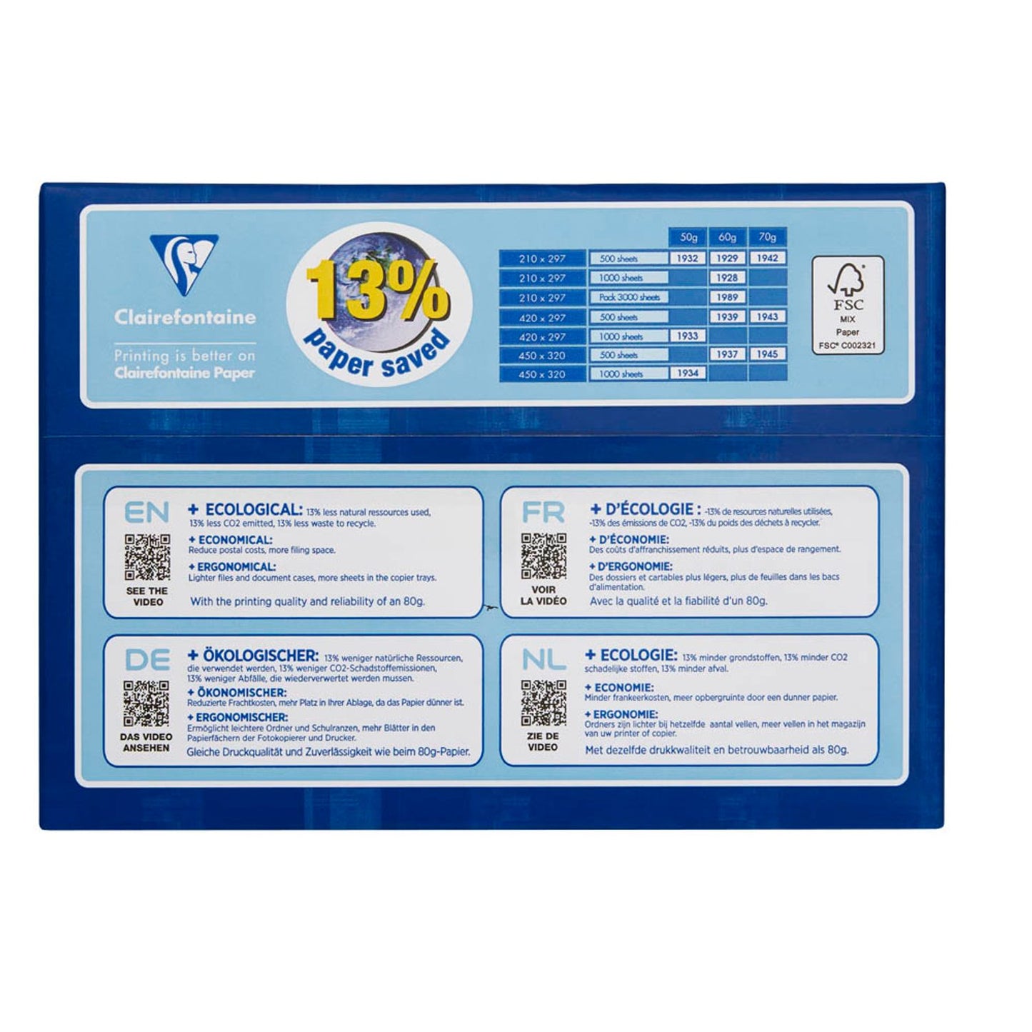 Clairefontaine Kopierpapier Smart Print DIN A4 70 g/qm | 1942C | 1 Pack = 500 Blatt