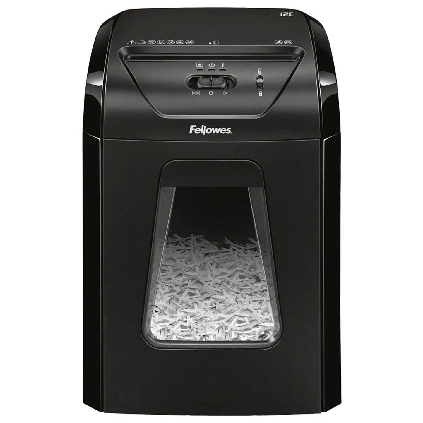 Fellowes Powershred 12C Aktenvernichter mit Partikelschnitt P-4, 4 x 40 mm, bis , schwarz | 7120101