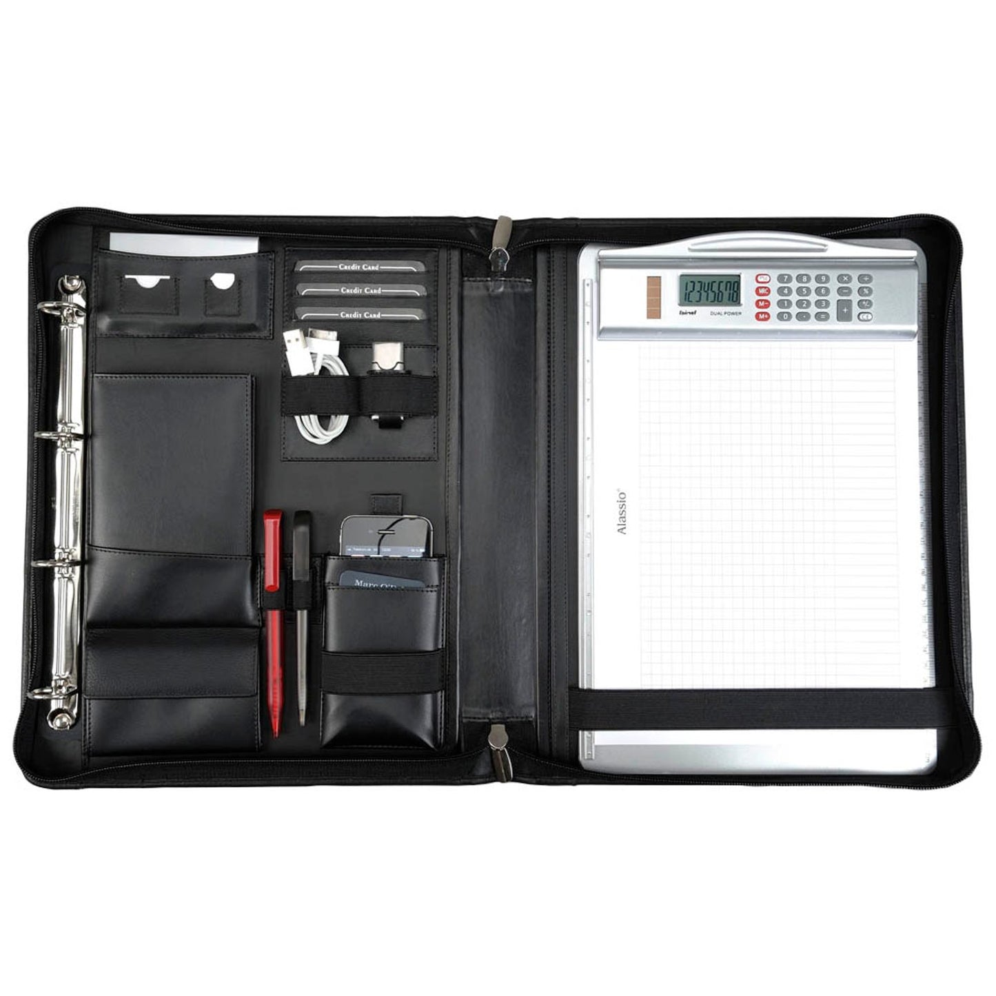Alassio Ringbuchmappe CESENA Leder DIN A4 schwarz | 30072