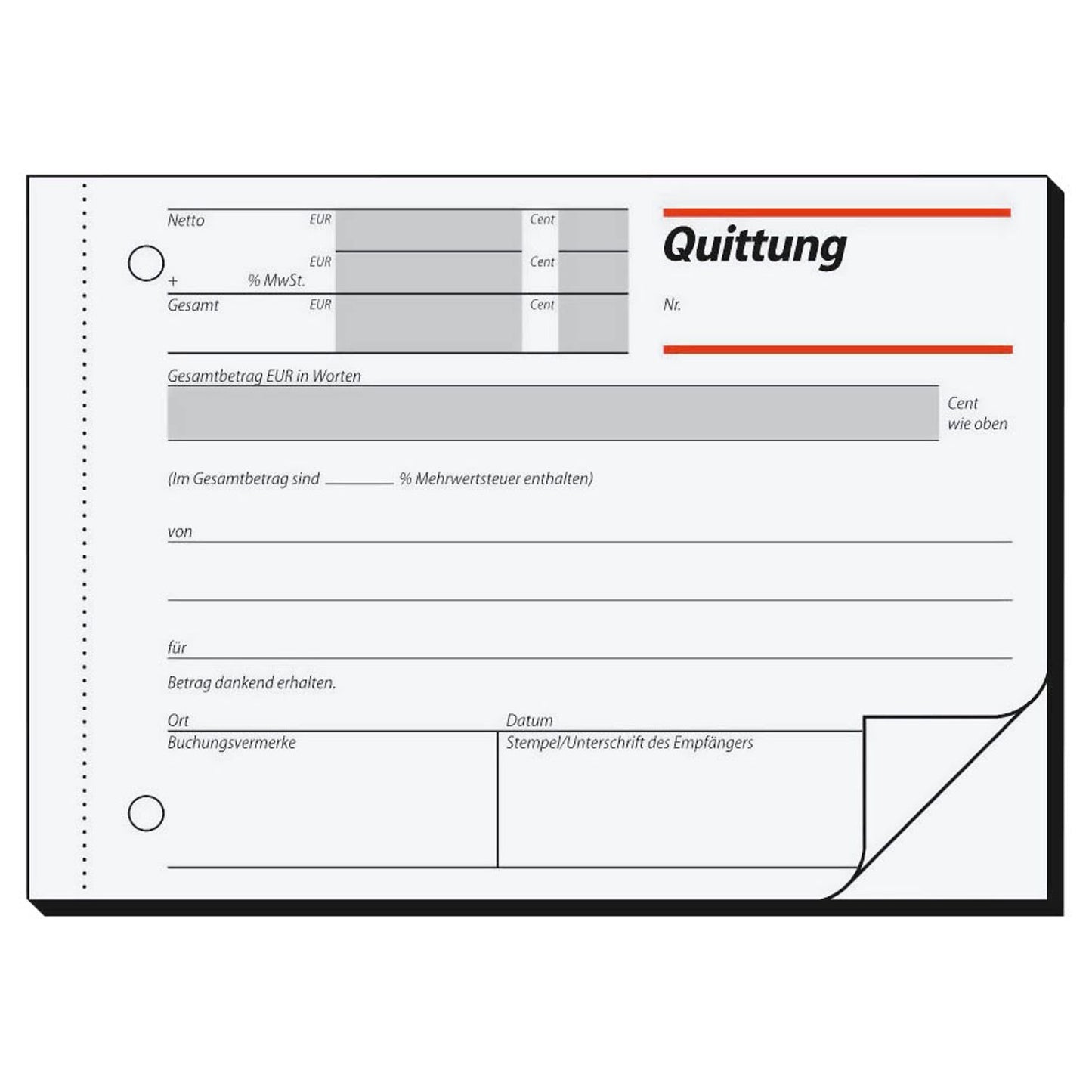 SIGEL Quittung, MwSt. separat ausgewiesen Formularbuch | QU625
