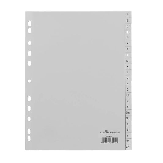DURABLE AKTION: Ordnerregister Vollformat A-Z grau 24-teilig, 5 Satz | 1 Aktionspack = 5 Satz