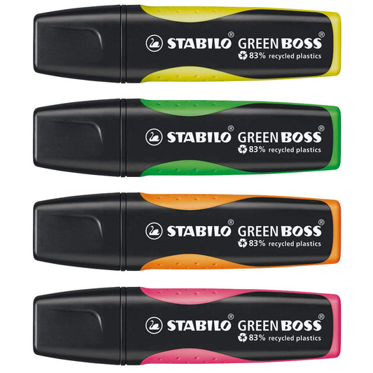 STABILO GREEN BOSS Textmarker farbsortiert | 6070/4 | 1 Pack = 4 St.