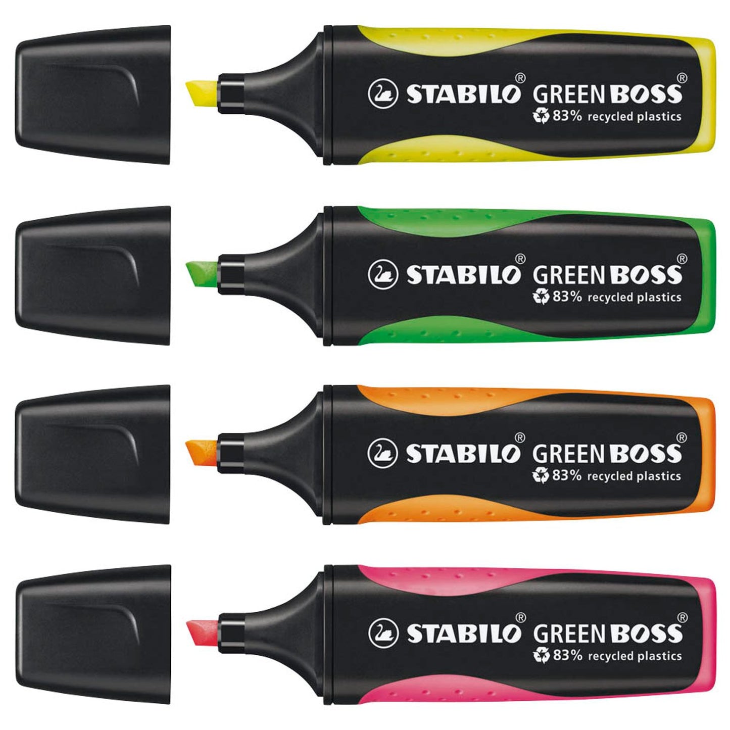 STABILO GREEN BOSS Textmarker farbsortiert | 6070/4 | 1 Pack = 4 St.