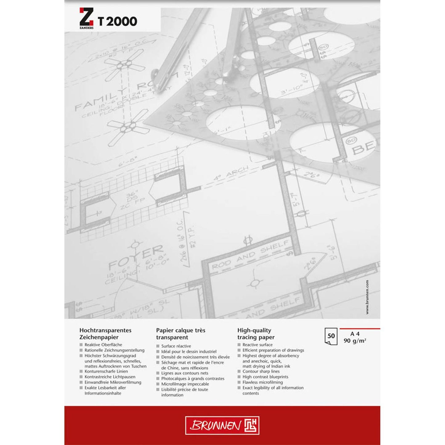 BRUNNEN Transparentpapier 90 g/qm | 1047469 | 1 Block = 50 Blatt