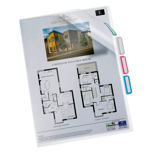 DURABLE Organisationshüllen DIN A4 transparent genarbt 0,16 mm | 231619 | 1 Pack = 5 St.