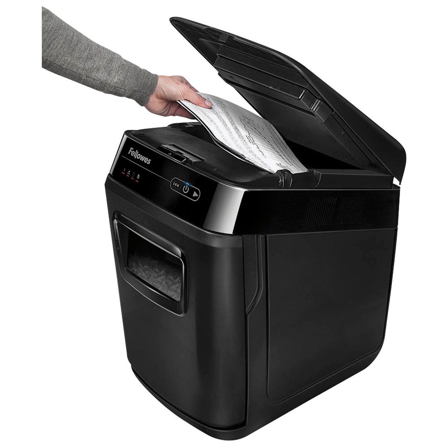 Fellowes AKTION: AutoMax 150C Aktenvernichter mit Partikelschnitt P-4, 4 x 38 mm, bis , schwarz mit CashBack | 4680101-99