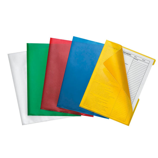 DURABLE Sichthüllen 2337 DIN A4 farbsortiert genarbt 0,10 mm | 233700 | 1 Pack = 100 St.